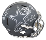 Cowboys Prescott, Smith, Parsons +2 Signed Slate F/S Speed Proline Helmet BAS W