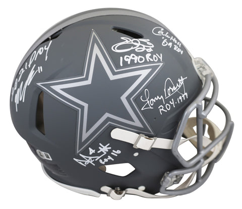 Cowboys Prescott, Smith, Parsons +2 Signed Slate F/S Speed Proline Helmet BAS W