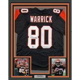 Framed Autographed/Signed Peter Warrick 35x39 Cincy Black Jersey BAS COA