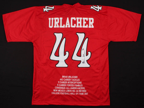 Brian Urlacher Signed New Mexico Lobos Career Stat Jersey (JSA COA) Da Bears