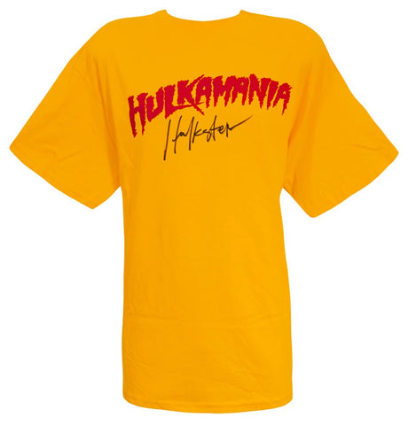 Hulk Hogan Signed Hulkamania Yellow Wrestling T-Shirt w/Hulkster Sig - (SS COA)