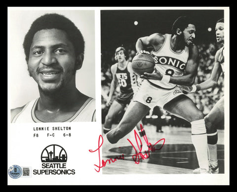 Lonnie Shelton Autographed 8x10 Photo Seattle Supersonics Beckett QR #BS36852