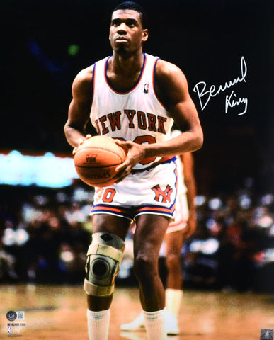 Bernard King Autographed New York Knicks 16x20 Free Throw Photo - Beckett W Holo
