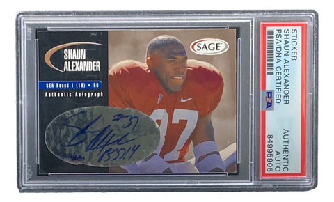 Shaun Alexander Signed Seattle Seahawks 2000 Sage #A2 Rookie Card PSA/DNA