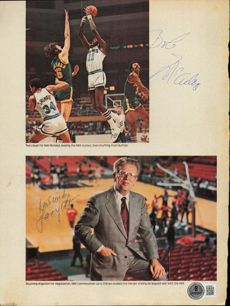 Larry O'Brien, McAdoo & Thompson Autographed Magazine Page Photo Beckett AE08250