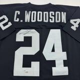 Autographed/Signed Charles Woodson Oakland Raiders Black M&N Jersey Fanatics COA