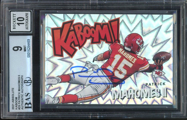 2021 Panini Absolute KABOOM! SSP #K29 Patrick Mahomes On Card BGS 9/10 Auto MINT