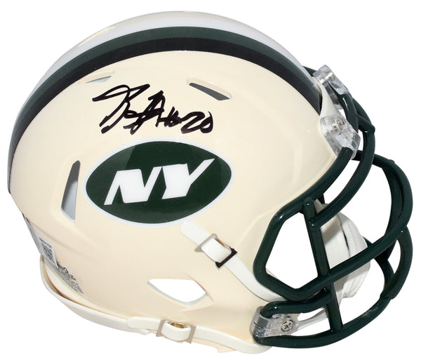 BREECE HALL AUTOGRAPHED NEW YORK JETS RETRO SPEED MINI HELMET BECKETT