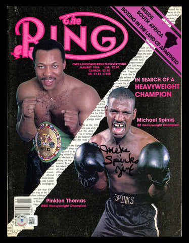 Michael Spinks "Jinx" Autographed Signed Ring Magazine Beckett BAS QR #BK08837
