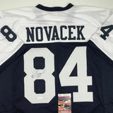 Autographed/Signed JAY NOVACEK Dallas Thanksgiving Day Football Jersey JSA COA