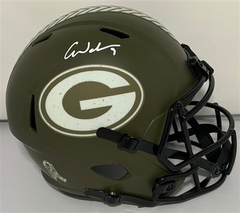 Packers CHRISTIAN WATSON Signed Full Size SALUTE Replica Speed Helmet AUTO - JSA