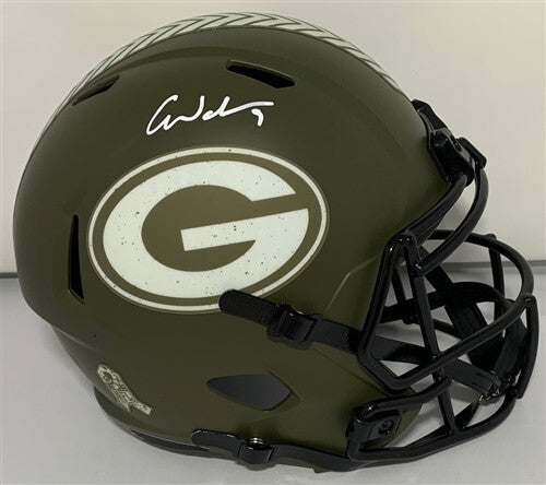 Packers CHRISTIAN WATSON Signed Full Size SALUTE Replica Speed Helmet AUTO - JSA
