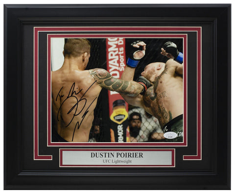 Dustin Poirier Signed Framed 8x10 UFC Photo Vs McGregor JSA