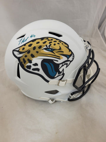 TRAVIS HUNTER SIGNED JACKSONVILLE JAGUARS ALT SPEED REPLICA HELMET BECKETT QR
