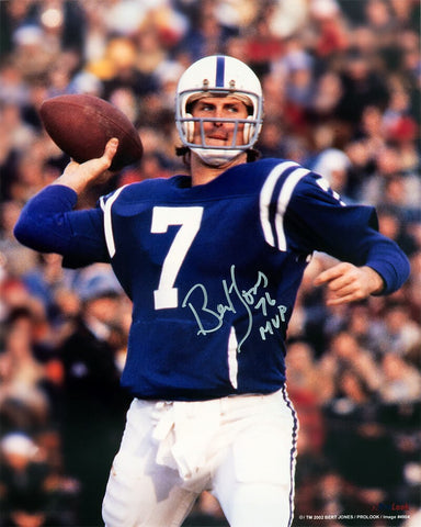 Bert Jones Signed Colts Passing Action 16x20 Photo w/76 MVP - (SCHWARTZ COA)