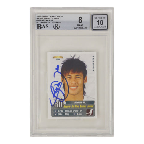 Neymar Jr Signed 2012 Panini Campeonato Brasileiro Stickers #306 - BGS 8 AUTO 10