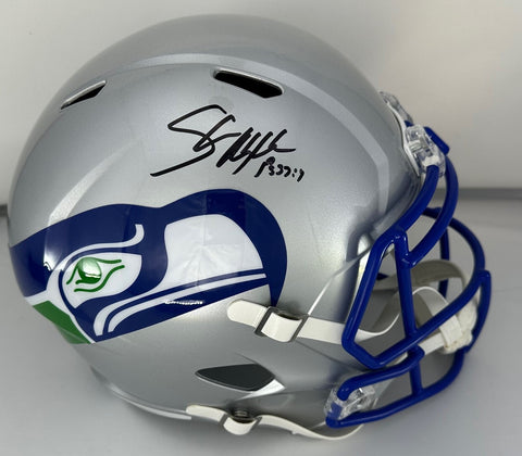 Seahawks SHAUN ALEXANDER Signed Full Size Replica Speed Helmet AUTO - BAS