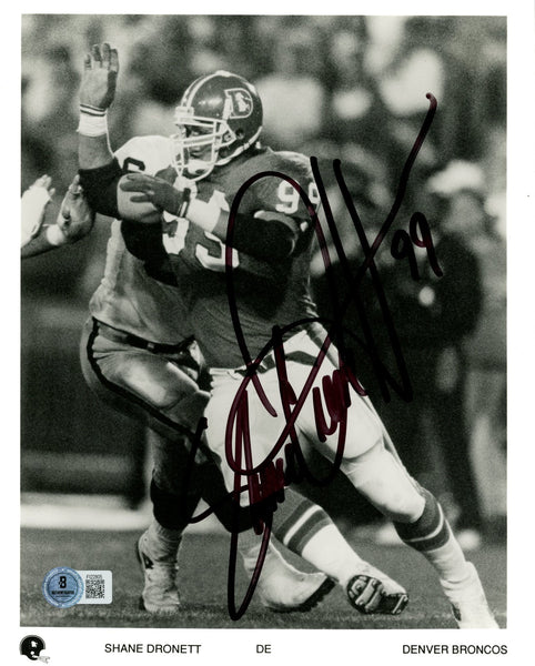 Shane Dronett Autographed/Signed Denver Broncos 8x10 Photo Beckett 57680
