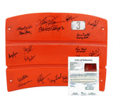 1986 NY Mets Alumni Signed Shea Stadium Orange Seatback- Ed Hearn, Mookie Wilson