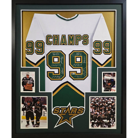 Dallas Stars Team Autographed Signed Framed 1999 Stanley Cup Jersey BECKETT