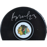 Philipp Kurashev Autographed/Signed Chicago Blackhawks Logo Puck Fanatics 53829