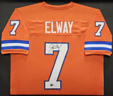 BRONCOS JOHN ELWAY AUTOGRAPHED FRAMED ORANGE JERSEY BECKETT WITNESS 221134