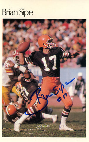 Brian Sipe Autographed Cleveland Browns Mini Poster 2/50 BAS 46146