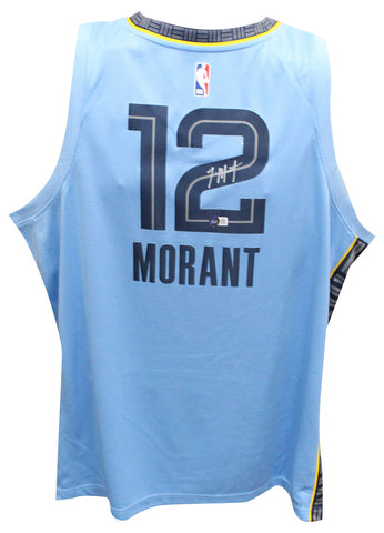 Ja Morant Autographed Memphis Grizzlies Light Blue Jersey Nike Beckett 40797