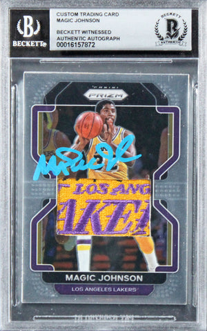 Lakers Magic Johnson Signed Shane Brenham Custom Art #1/1 Card Auto 10! BAS Slab
