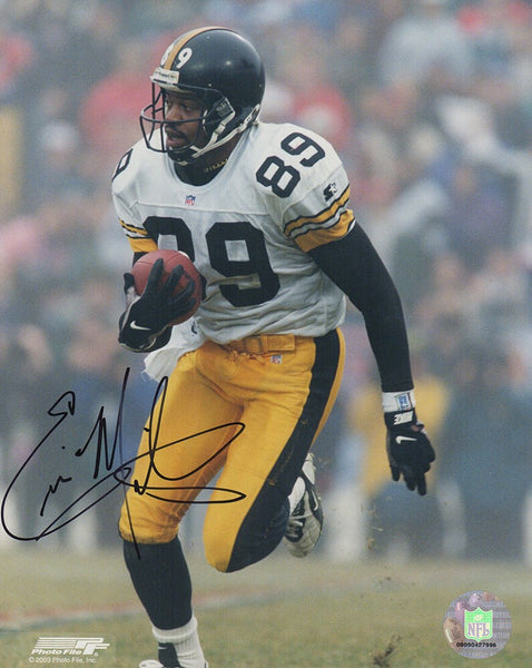 Ernie Mills Signed Steelers White Jersey Action 8x10 Photo - (SCHWARTZ COA)