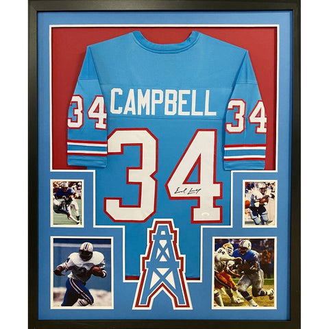 Earl Campbell Autographed Signed Framed Houston Oilers Jersey JSA