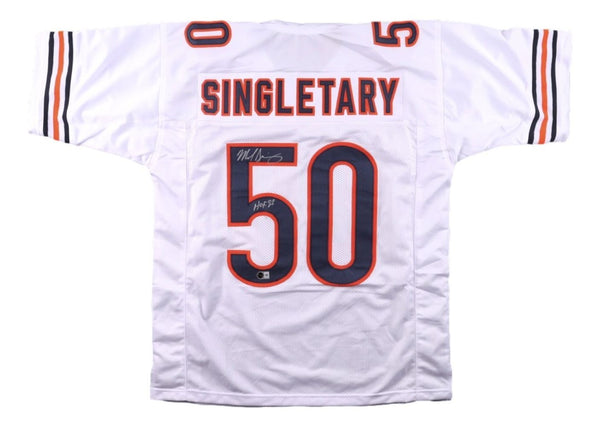 Mike Singletary Chicago Signed White Football Jersey HOF 98 BAS