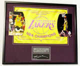 Kobe Bryant 6/100 Signed LA Lakers Framed 2001/02 NBA Champions Flag- UDA Auth