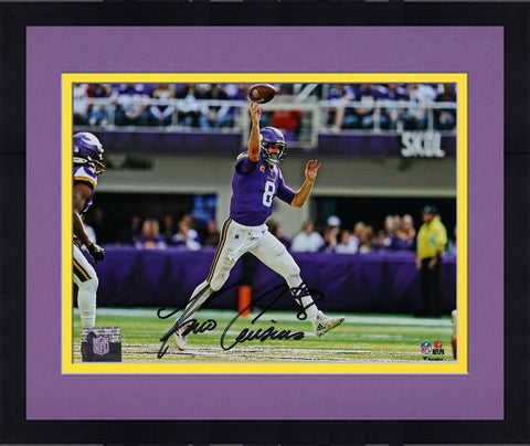 FRMD Kirk Cousins Minnesota Vikings Signed 8x10 Purple Throw on the Run Photo