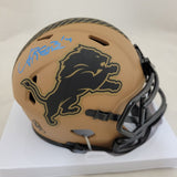AMON RA ST BROWN SIGNED DETROIT LIONS STS 2 SPEED MINI HELMET BECKETT QR