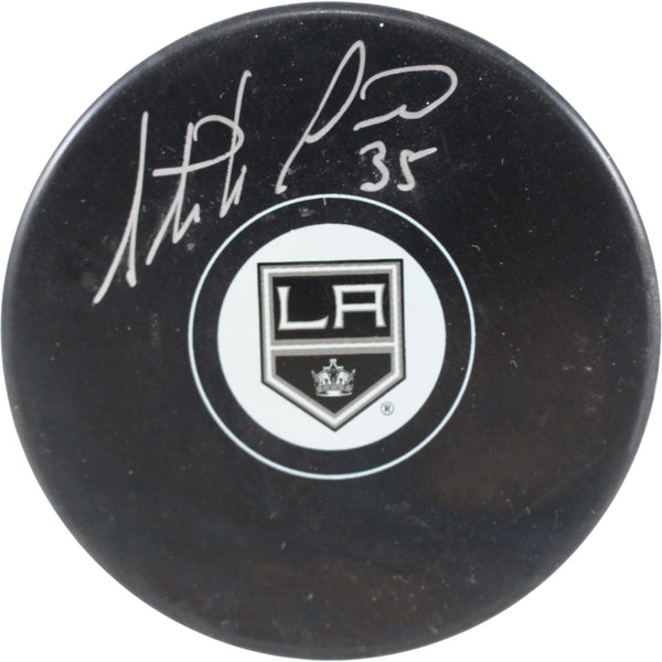Stephane Fiset Autographed/Signed Los Angeles Kings Logo Puck Beckett 53980