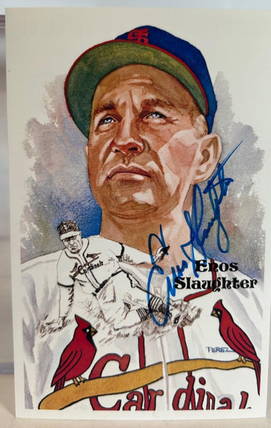 Enos Slaughter Autographed Cardinals Perez-Steele 8th Series Card #191 JSA COA