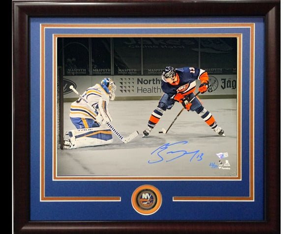 Mathew Barzal Islanders Signed Legs Goal 11x14 Photo Framed /50 Fanatics Auto