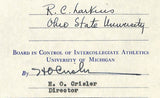 Fritz Crisler HOF Michigan Head Coach Signed/Auto Contract PSA BA199017