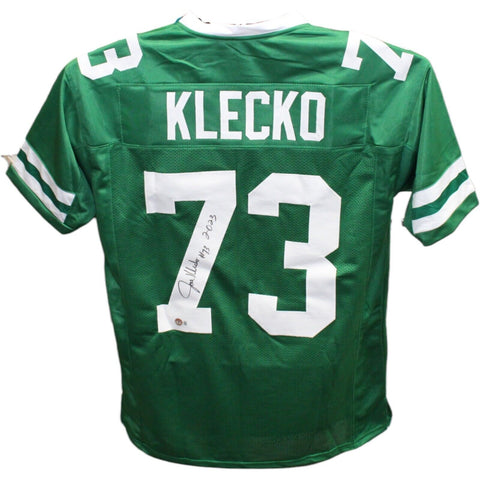 Joe Klecko Autographed/Signed Pro Style Green Jersey Beckett 39539