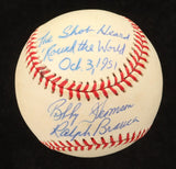 Thomson & Branca Signed Baseball (PSA) "Shot Heard Round World" Dodgers Giants