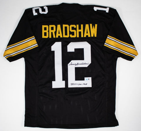 Terry Bradshaw Signed Pittsburgh Steelers Jersey "SB XIII XIV MVP" (Beckett) Q.B