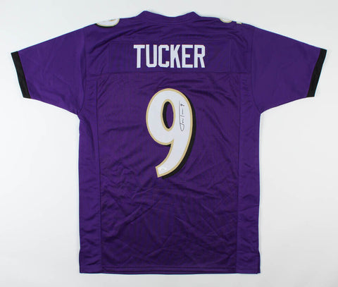 Justin Tucker Signed Baltimore Ravens Purple Jersey (JSA COA) 3xPro Bowl P.K.