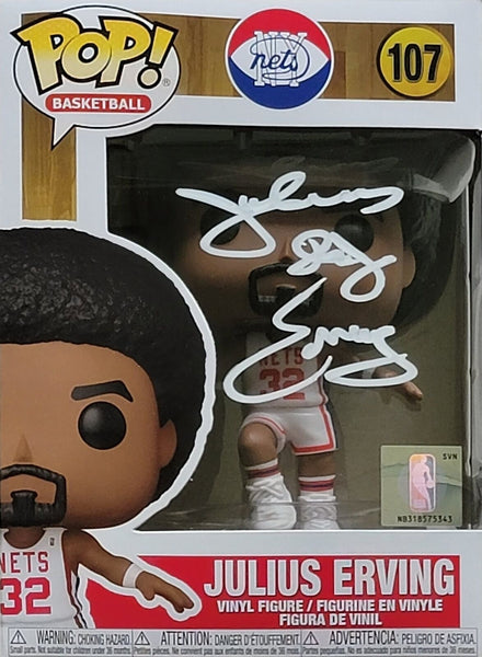 Julius Dr. J Erving Signed ABA New York Nets Funko Pop Beckett Witnessed White