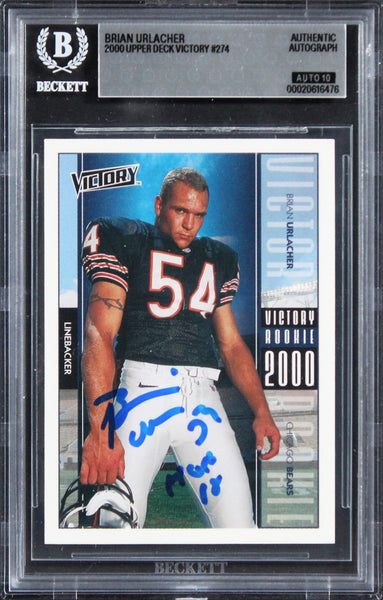 Brian Urlacher "HOF 18" Signed 2000 Upper Deck #274 RC Card Auto 10! BAS Slabbed