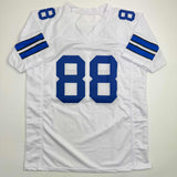 Autographed/Signed Dez Bryant Dallas White Football Jersey Beckett BAS COA