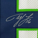 Framed Autographed/Signed Tyler Lockett 33x42 Seattle White Jersey JSA COA