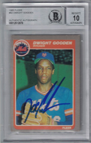 Dwight Gooden Signed New York Mets 1985 Fleer Trading Card BAS 10 Slab 29578