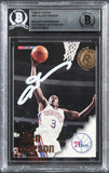 76ers Allen Iverson Authentic Signed 1996 Hoops #295 Rookie Card BAS Slabbed 4