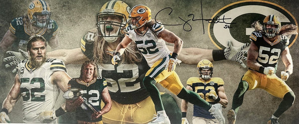 GB Packers CLAY MATTHEWS Signed 13x31 Stretched Canvas Collage AUTO - BAS